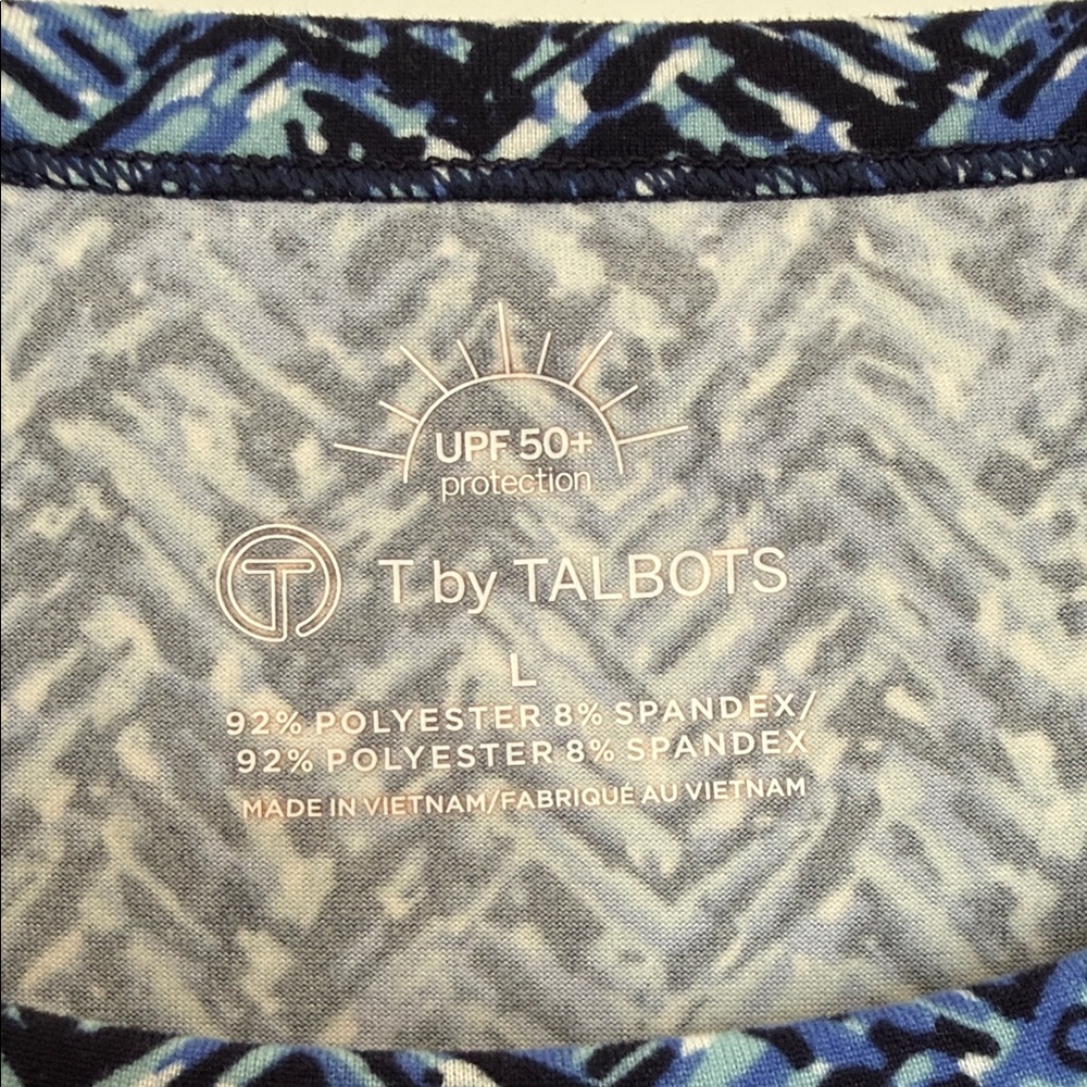 Talbots Blue and Black Chevron Long Sleeve Top - Picture 2 of 4